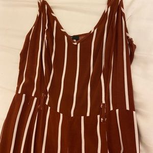 Forever 21 maroon and white striped jumpsuit